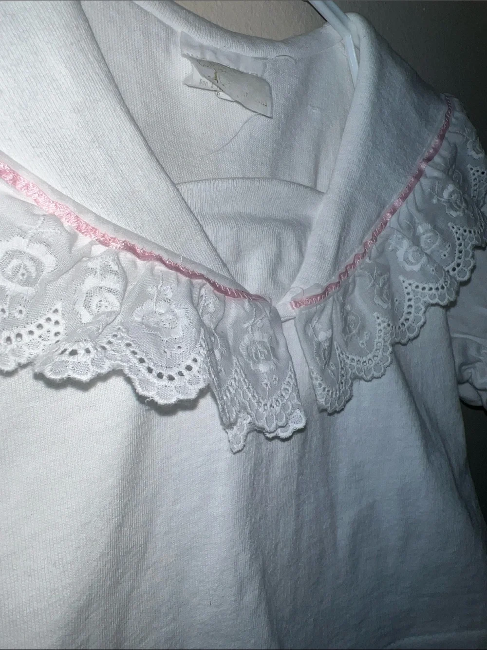 Cottagecore White Lace Trim Two-Piece Set with Pink Accents​
